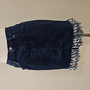 Dark blue Jean skirt.